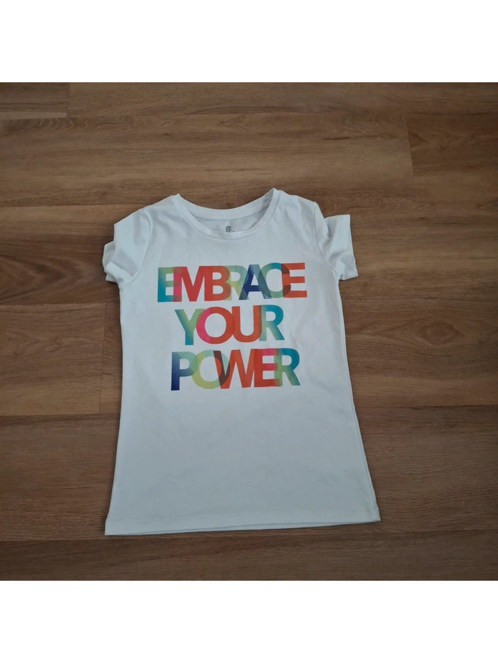 Champion White "Embrace Your Power" Activewear T-Shirt - size L(10/12) girls